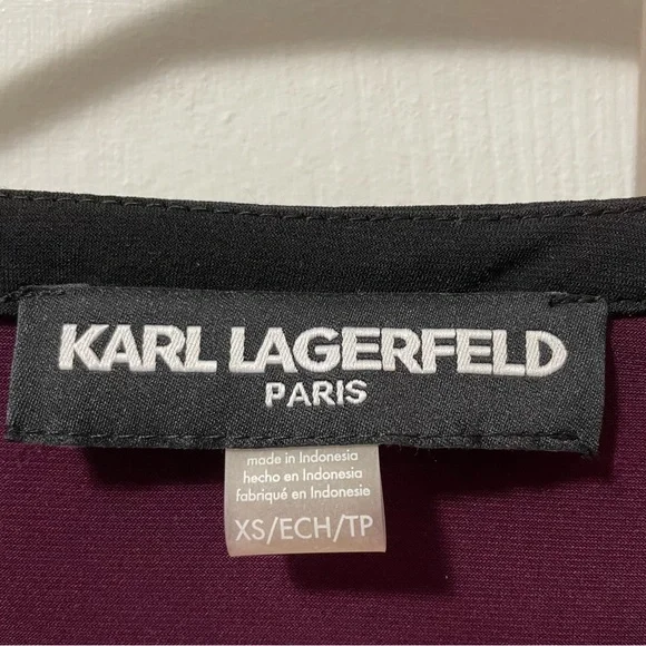 Karl Lagerfeld Paris Burgundy Long Sleeve Top Size XS - Picture 8 of 9